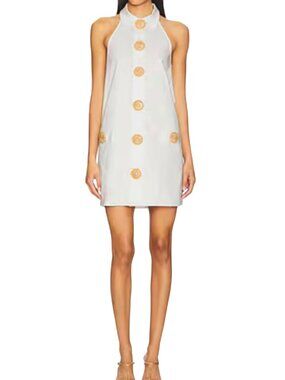 My Beachy Side Amber White Crochet Button Mini Dress M NWT
